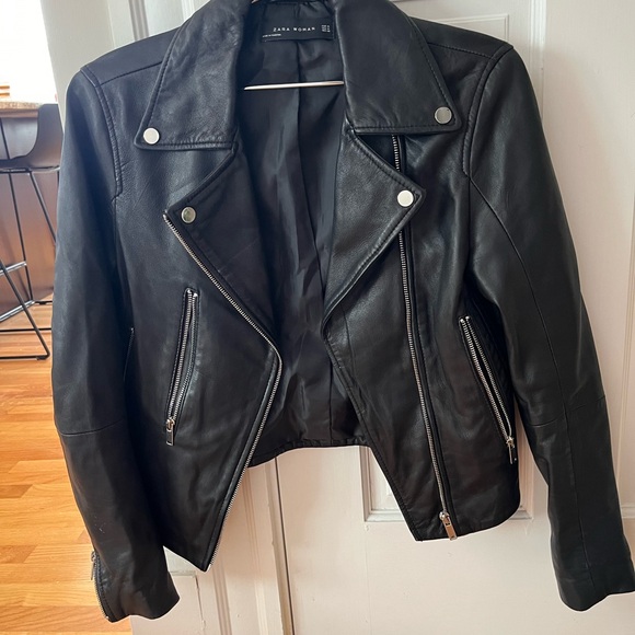 Zara Woman Real Leather Jacket sz M (runs small) - Picture 2 of 11